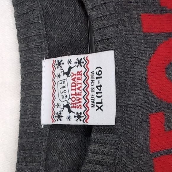 Well Worn Meowy Christmas Holiday Sweater Cat Size Girl's Extra Large - Picture 2 of 4